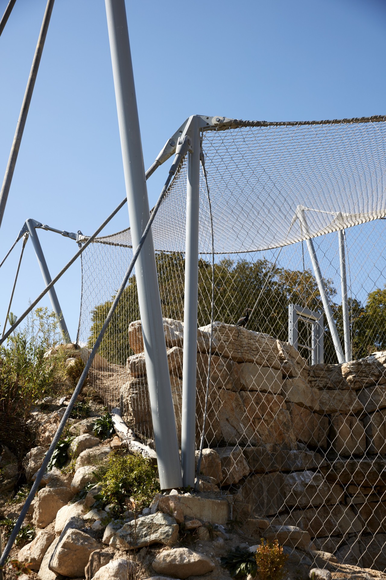 Steel rope an d mesh consturction as enclosure at La Garenne