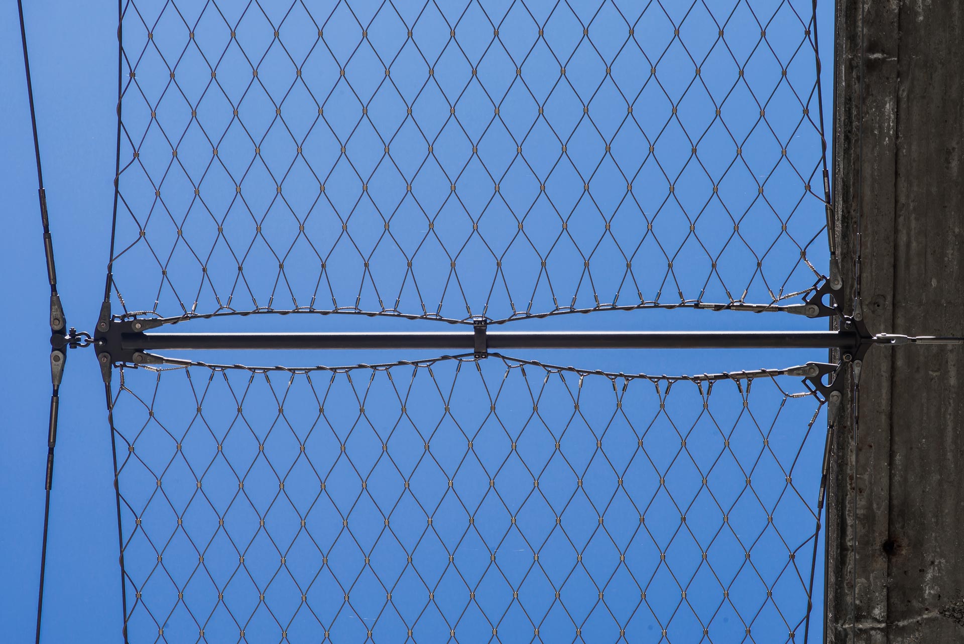 bridge safety net made from steel and blue sky