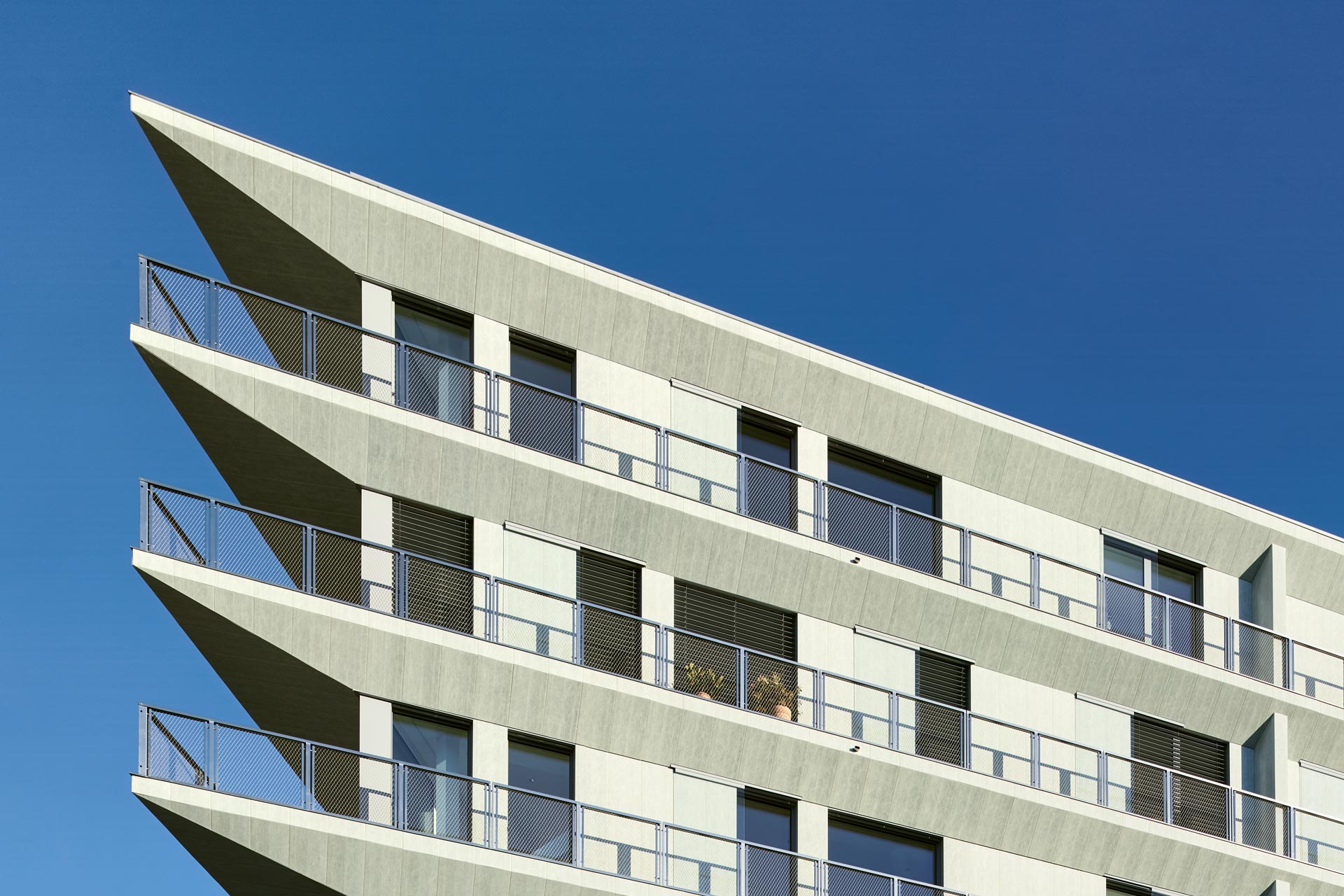 Stainless steel railings on modern building