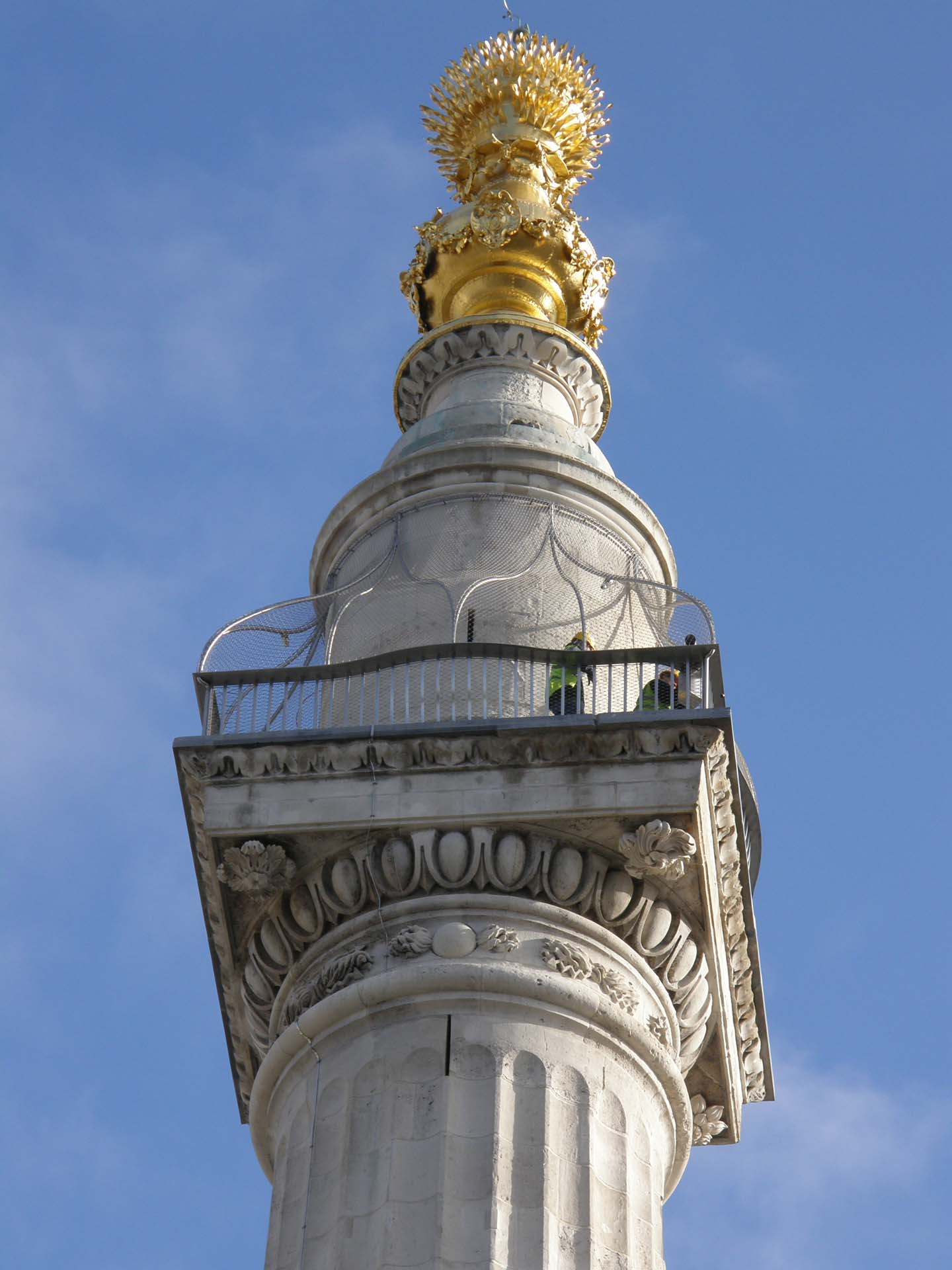 Transparent Webnet securing Monument Tower in London