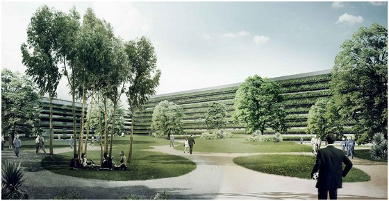 Visualisation of the interior courtyard of the new Jakob factory in Saigon