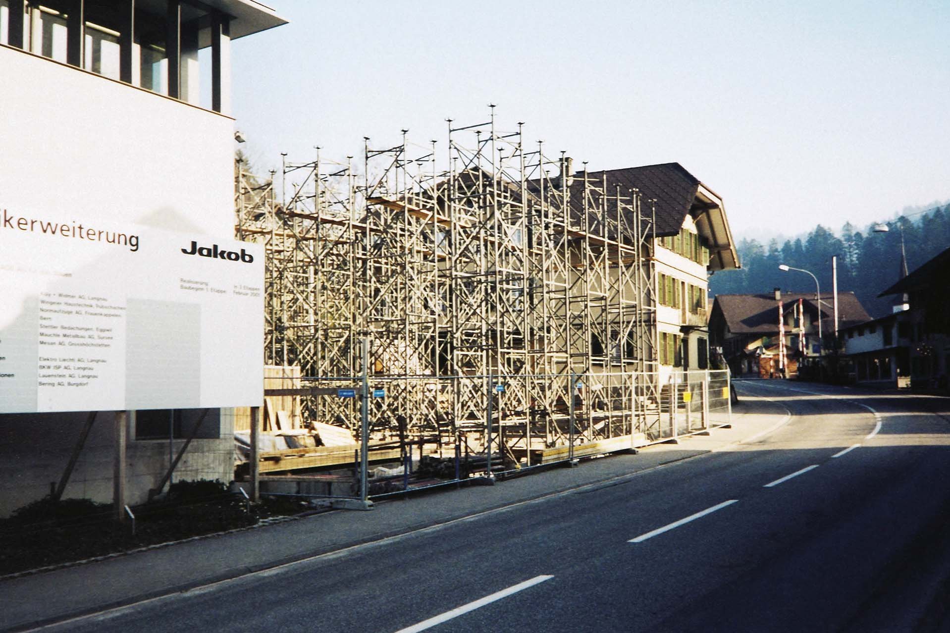The construction site of the factory extension in 2002