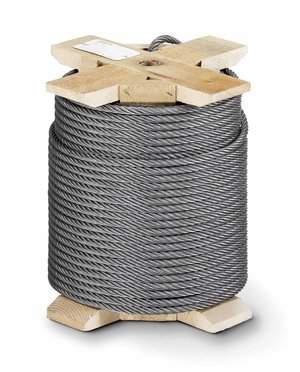 Bobbin with steel wire rope