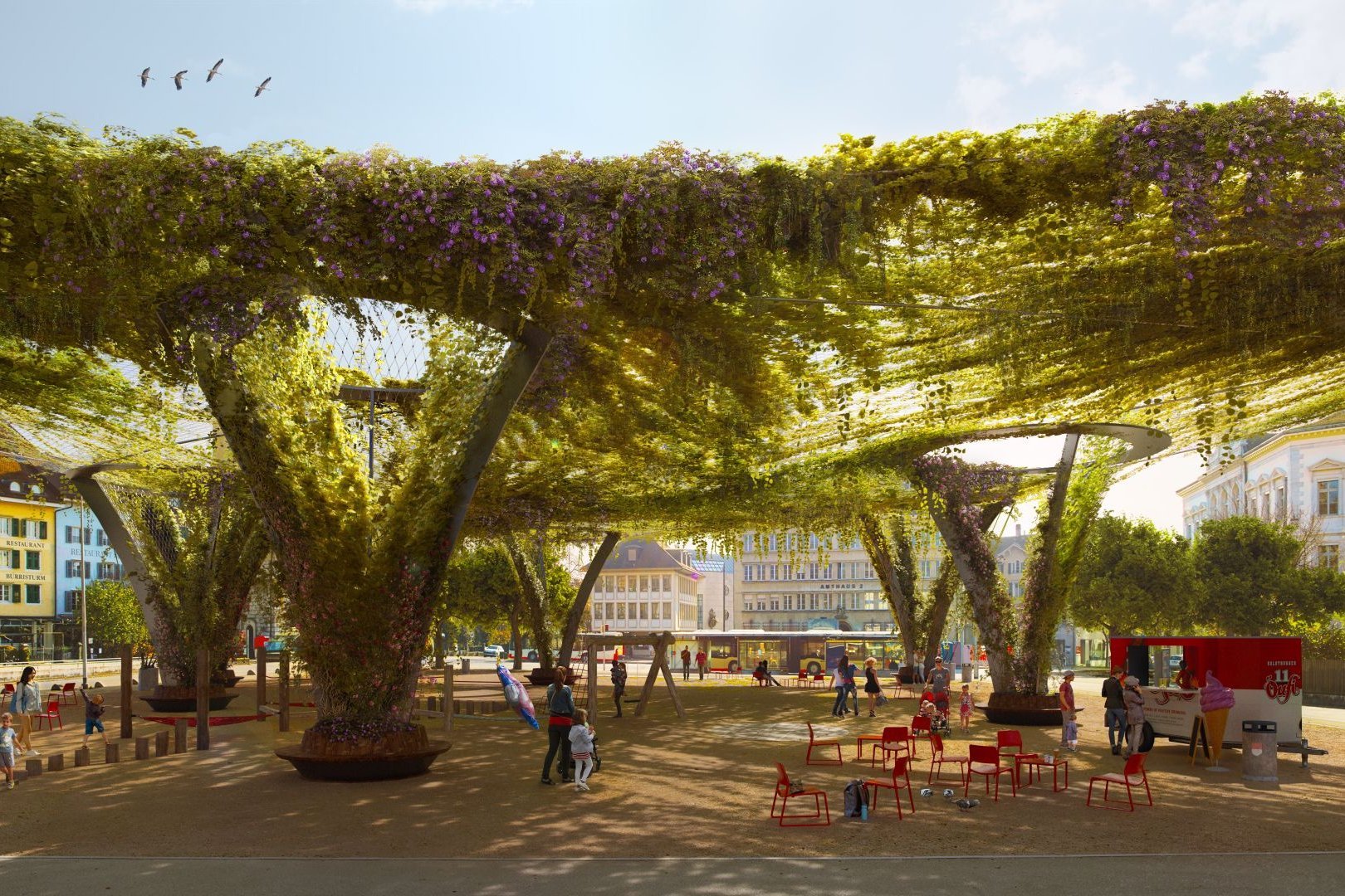 Visualisation of a possible greening on the Roter Platz in Solothurn