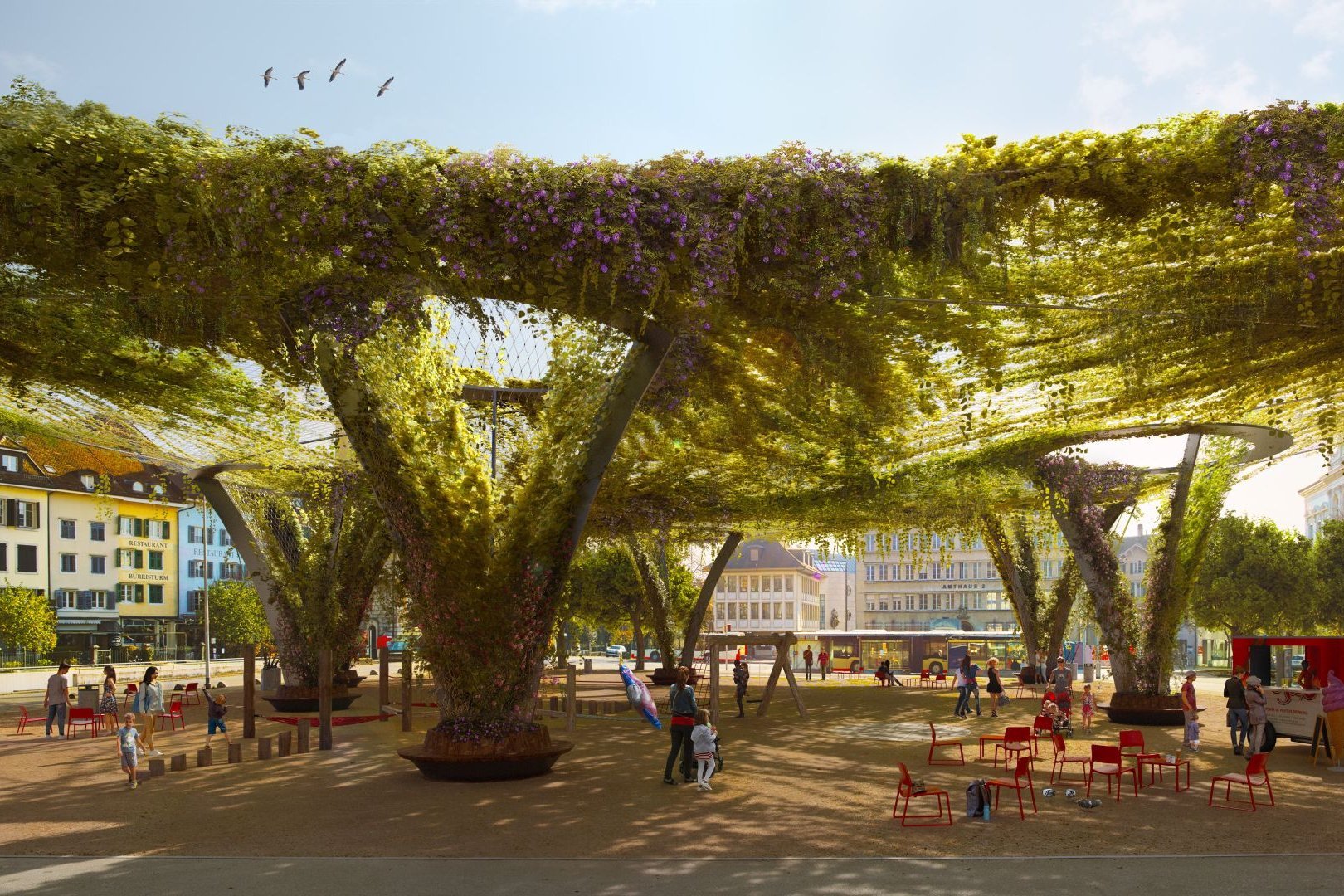 Visualisation of a possible greening on the Roter Platz in Solothurn