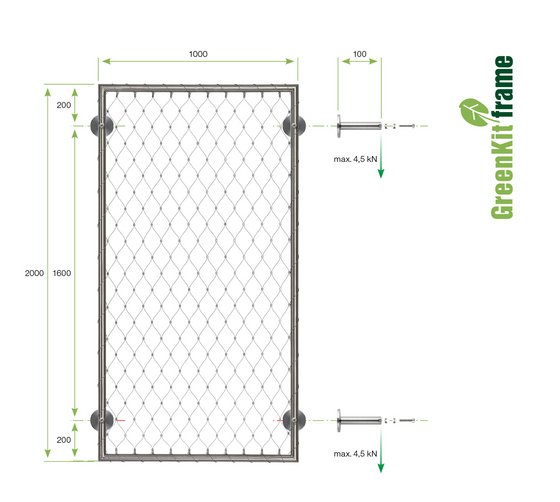 GreenKit frame with dimensions